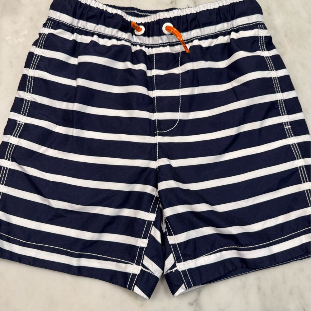 GAP Surf Navy and White Striped Swim Trunks Boys size S (6-7)
